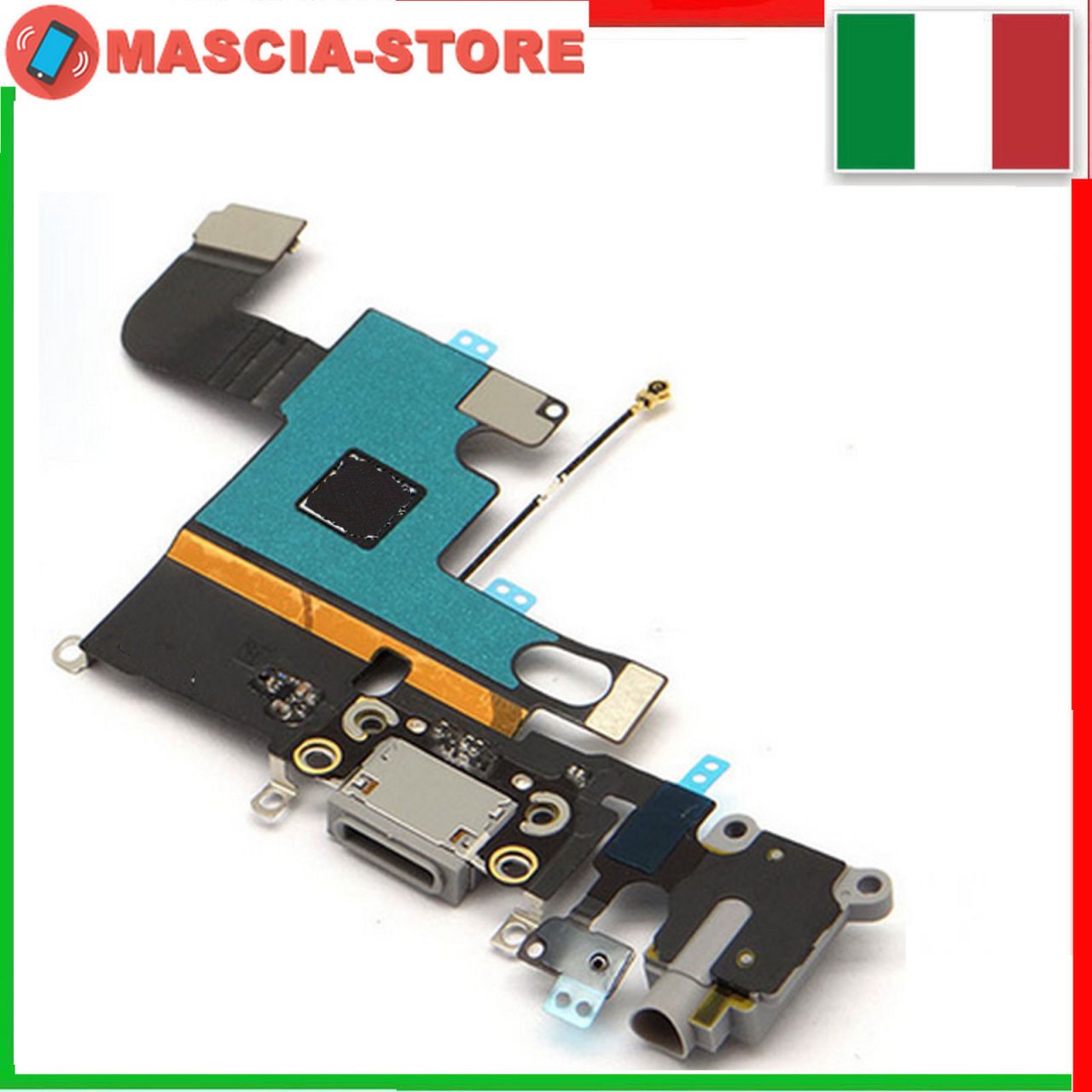IPhone 6S Plus OEM Dock Connector Port – Grey Flex Cable With Microphone & Headphone Jack